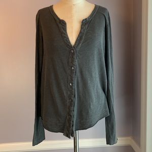 Urban Outfitters Truly Madly Deeply dark gray long sleeve button front top